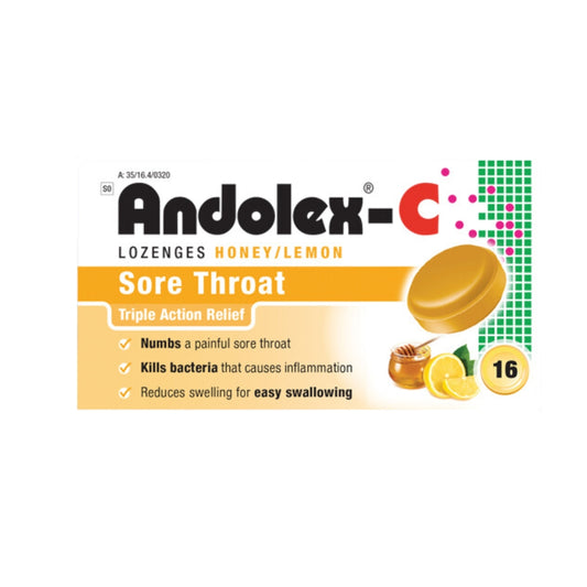 Andolex-C Sore Throat Lozenges -16s - Honey/Lemon